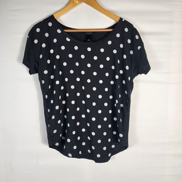 Ann Taylor Black Polka Dot Short Sleeve Top 8 - Picture 6 of 6